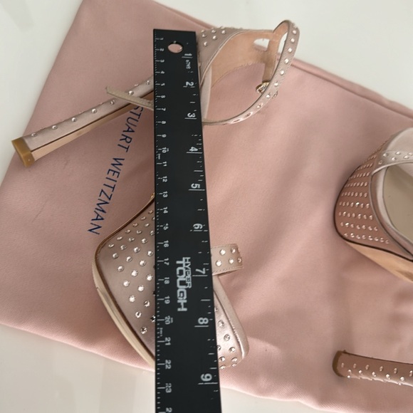 STUART WEITZMAN Bedazzled Satin Nude/Pink Platform Heels with Dust Bag - Picture 13 of 15